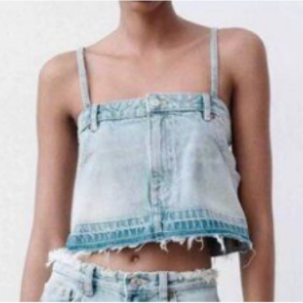 Zara Women’s trf effect denim crop top Medium NWT